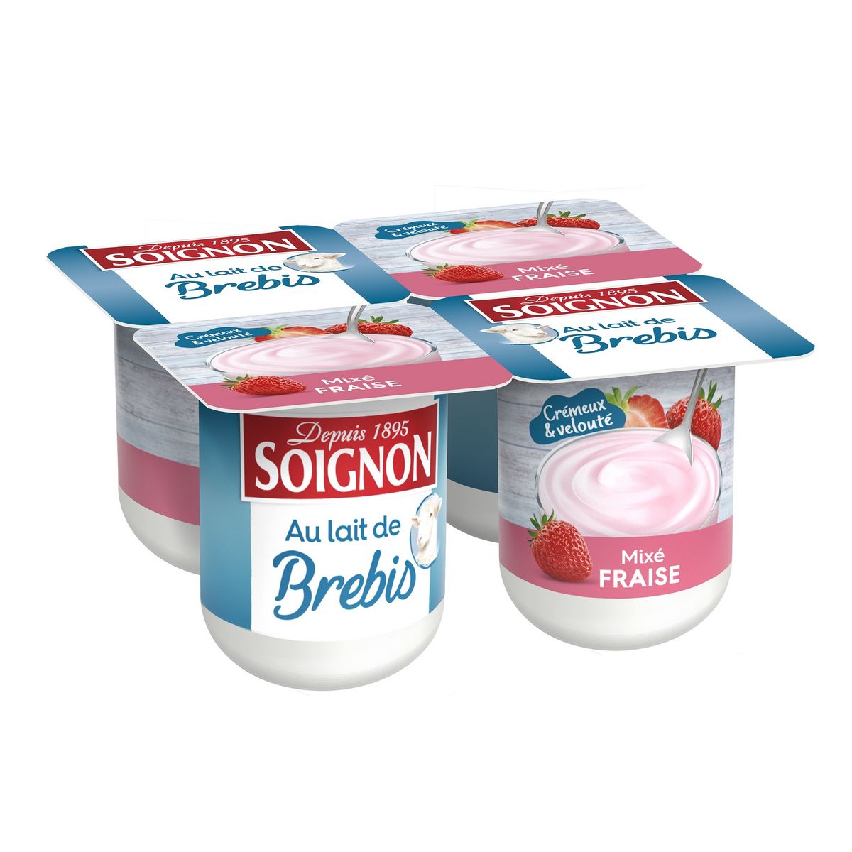 SOIGNON Yaourt au lait de brebis saveur fraise 4x110g