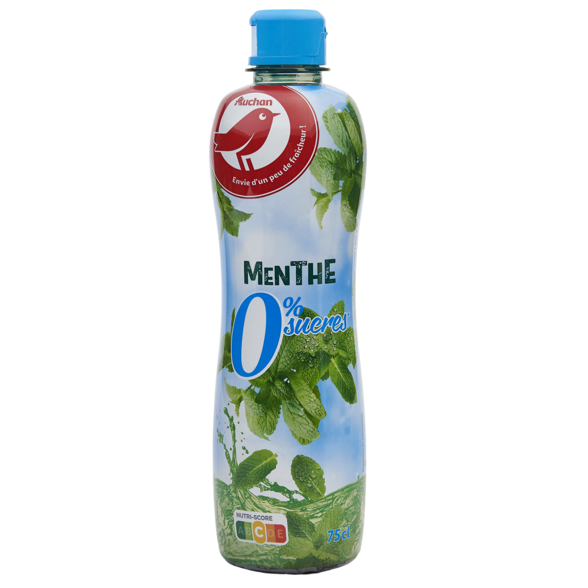 AUCHAN Sirop de menthe 0% de sucre