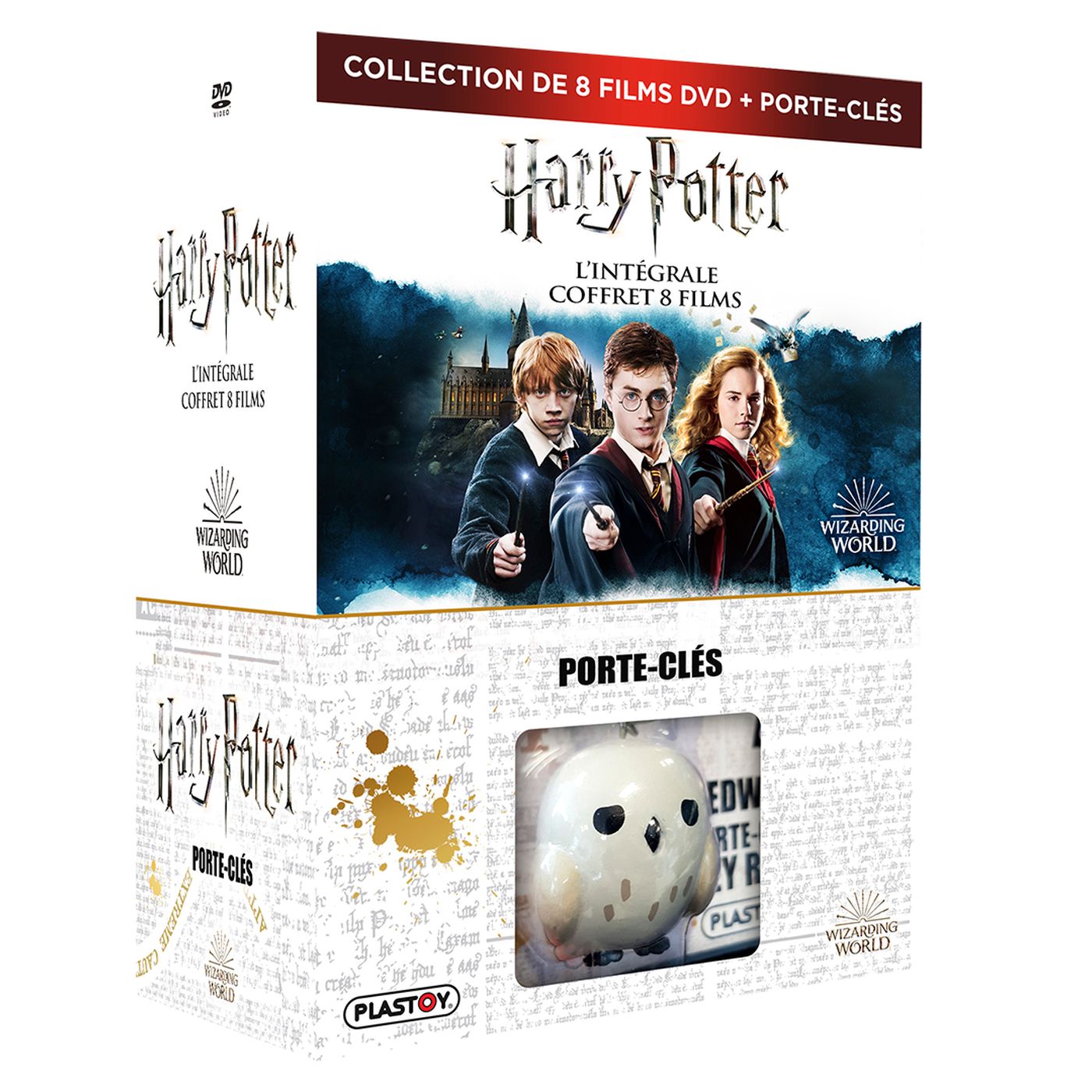 Coffret Harry Potter 1 à 7 Porte clé Hedwige DVD