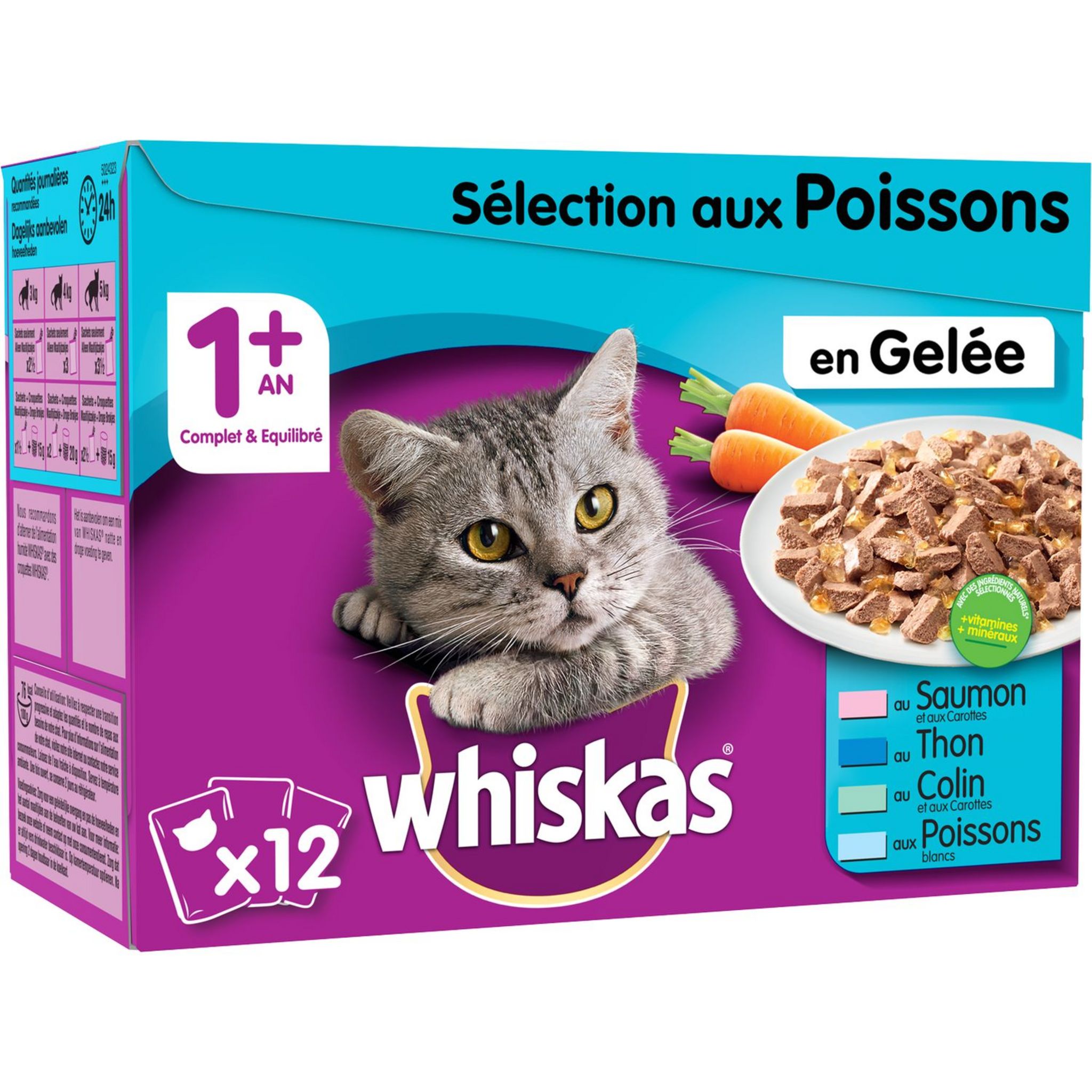 WHISKAS Les Marmitons en gelée au poisson.