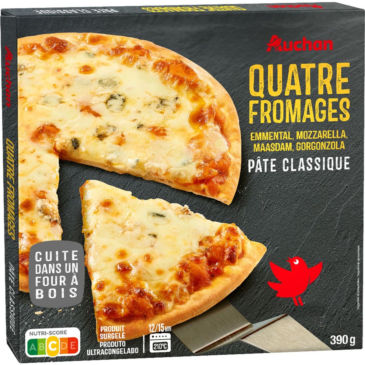 AUCHAN Pizza 4 fromages 390g
