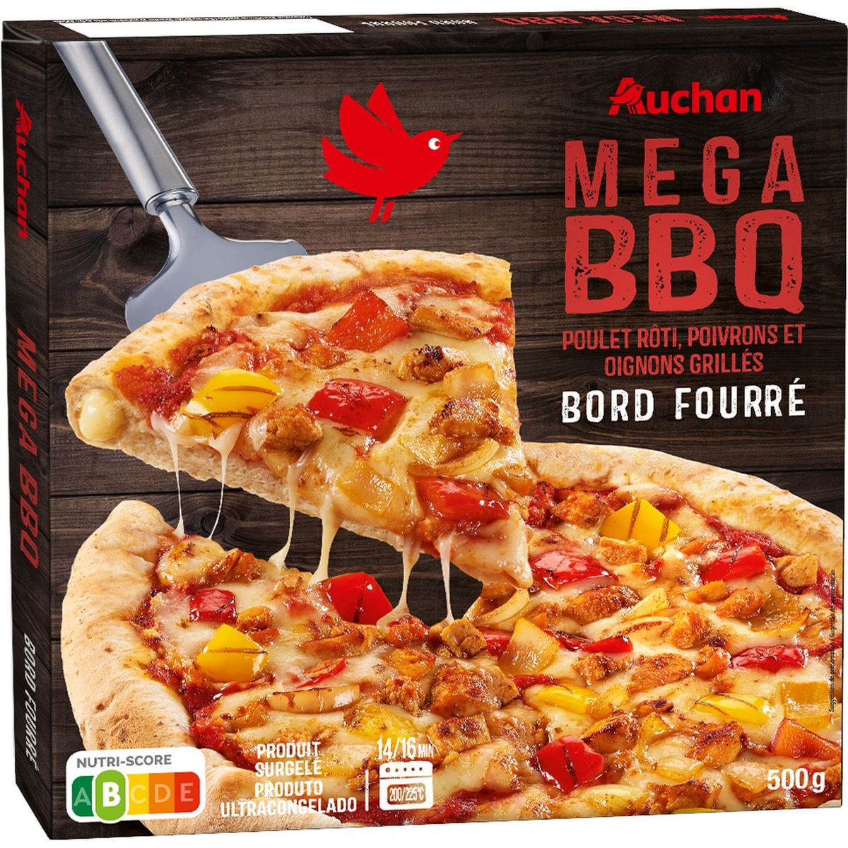 AUCHAN Pizza méga barbecue bord fourré 500g