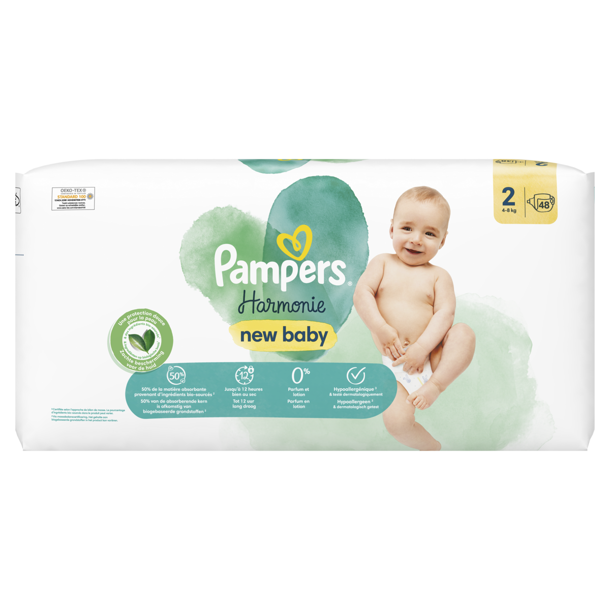 PAMPERS Harmonie new baby couches taille 2 (48kg) 48 couches pas cher