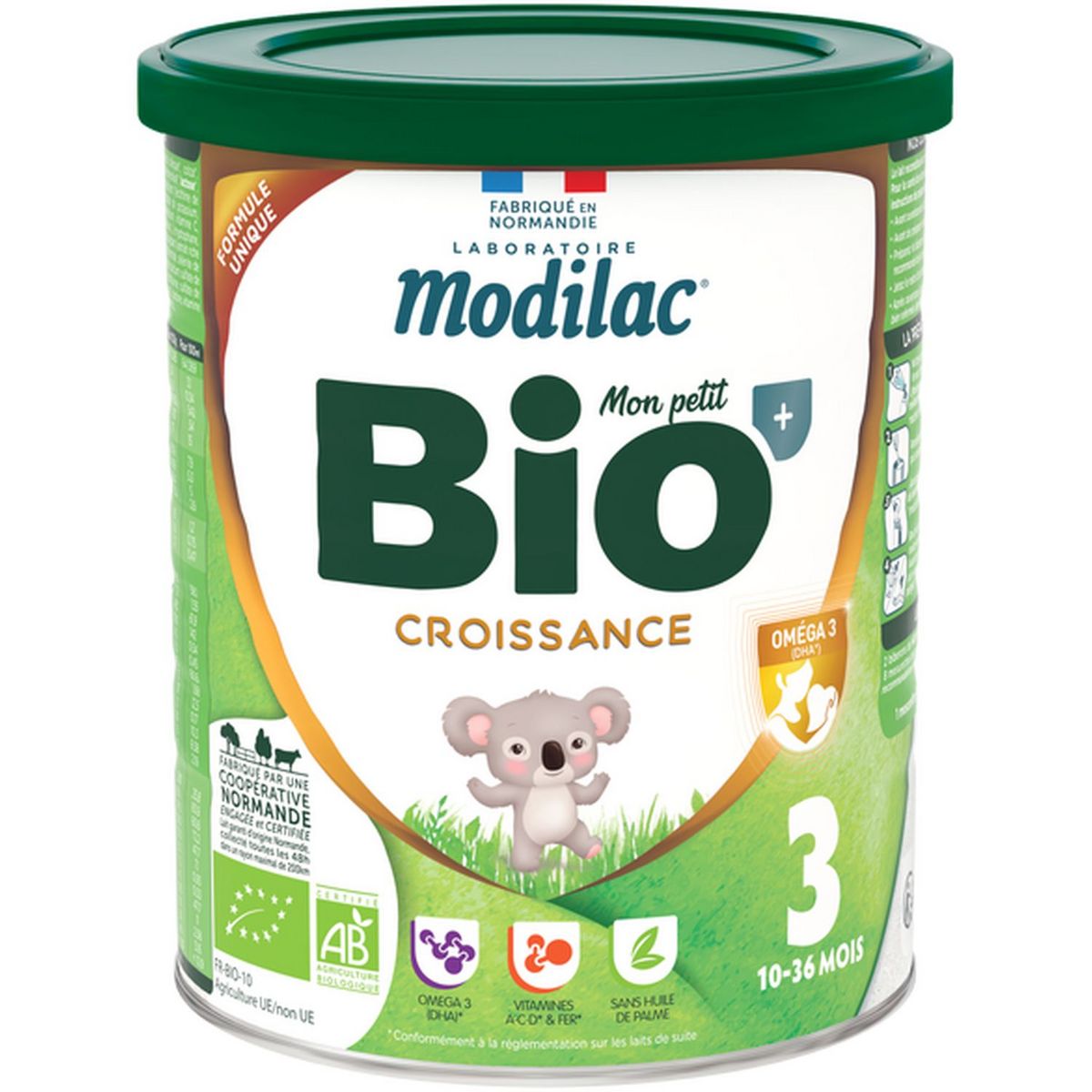 MODILAC Lait de croissance 3 en poudre bio dès 10 mois 800g pas cher Auchan.fr