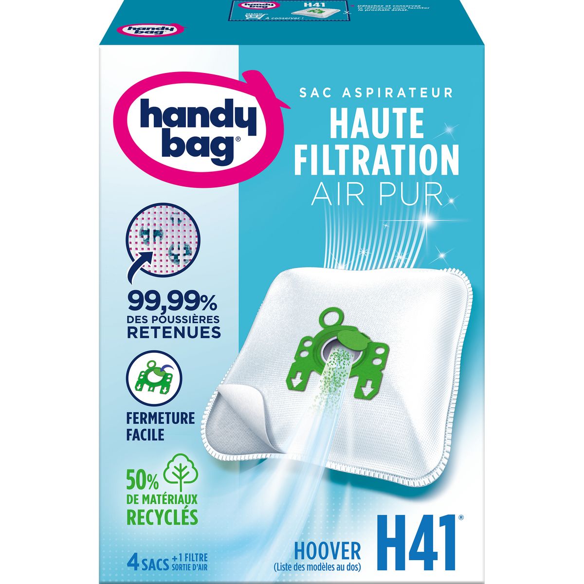 HANDY BAG Sacs Aspirateurs H41 Hoover 4 sacs 1 filtre sortie