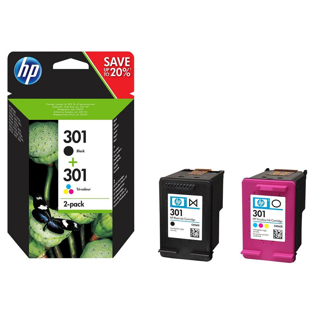 HP 301 - pack de 3 - noir x2 et 3 couleurs - cartouche d'encre originale  (E5Y87EE) Pas Cher