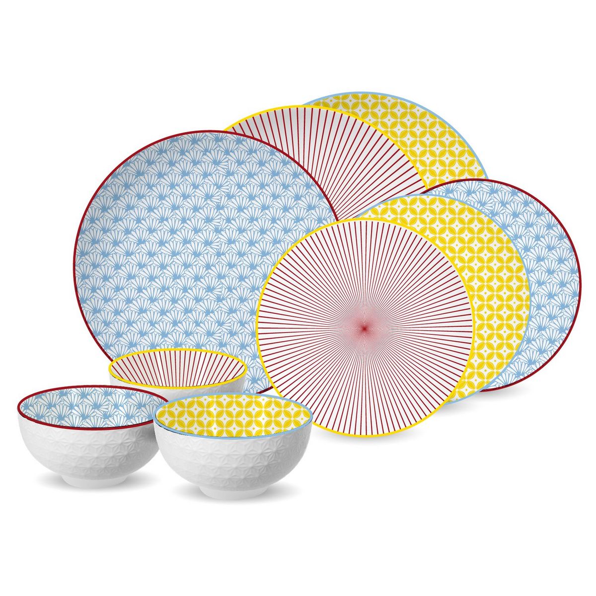 Set 18 pièces forme coupe Porcelaine summer