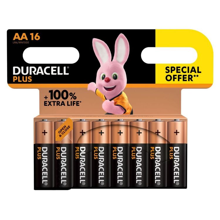 DURACELL Lot de 12 piles duracell alcalines plus 100% AA pas cher 