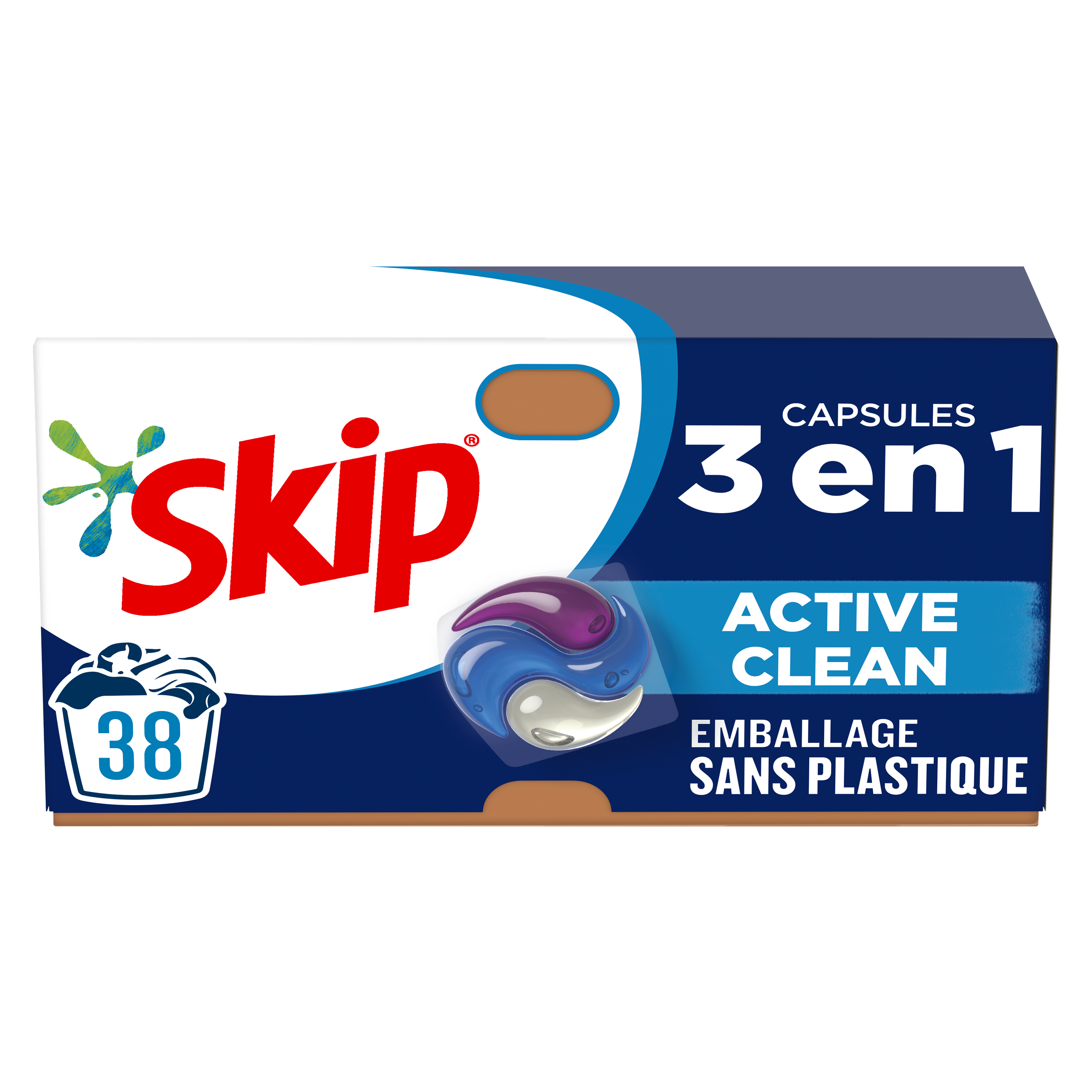 Lot LESSIVE SKIP 4 X 38 = 152 Capsules 3en1  Active Clean