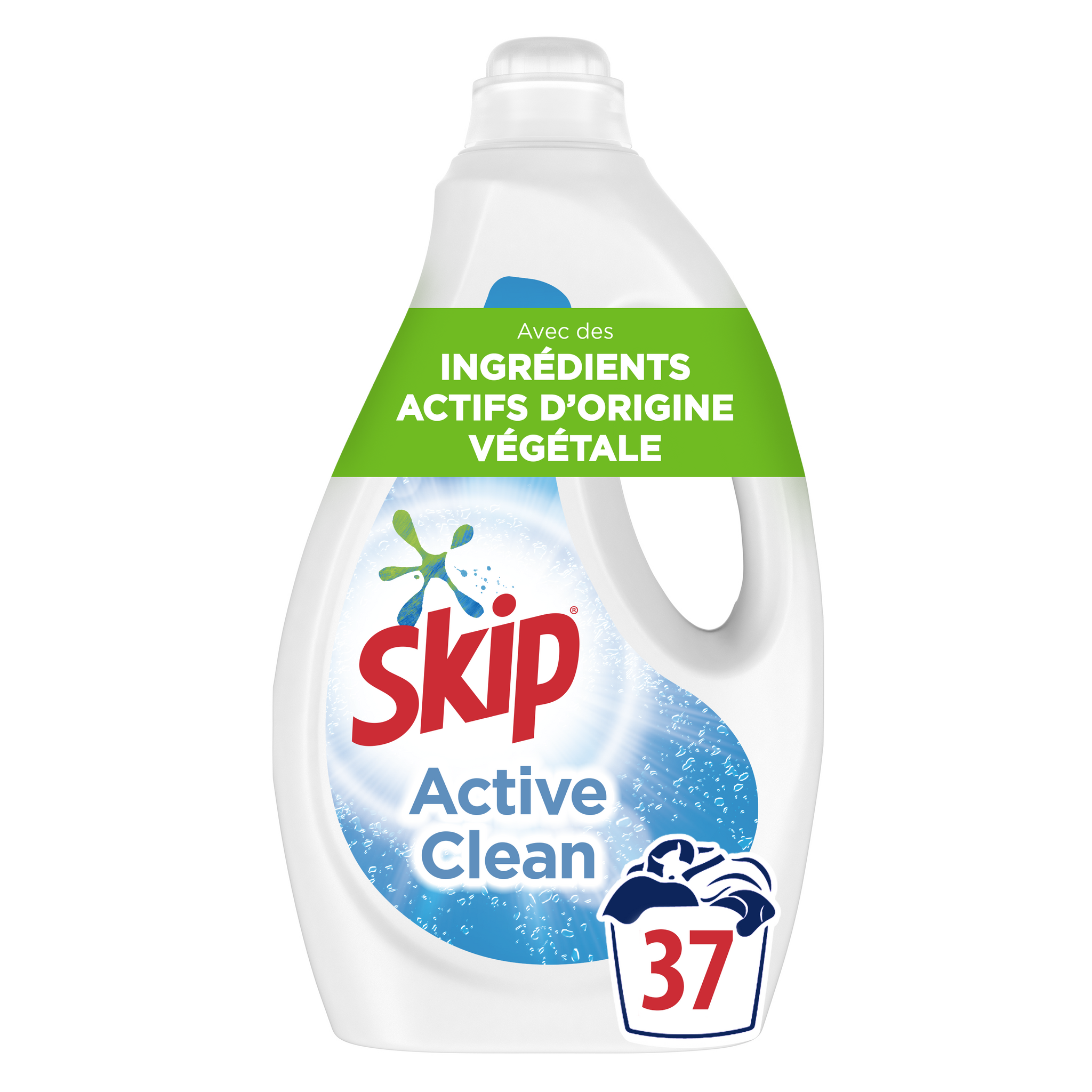 SKIP Lessive liquide active clean 37 lavages 1.665l pas cher 