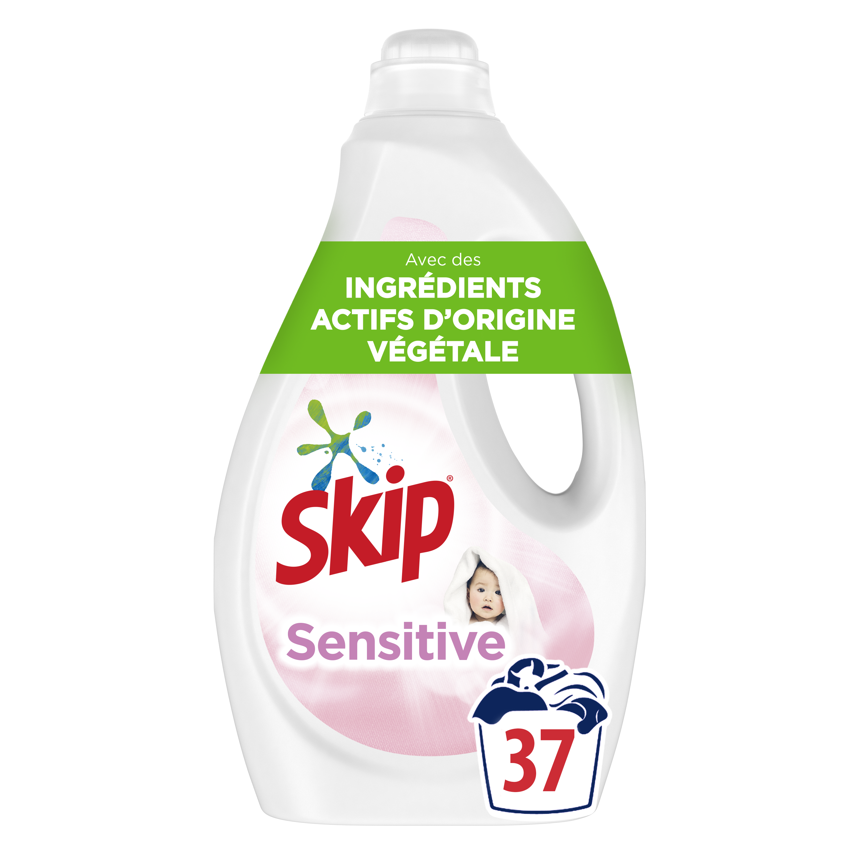 Skip Lessive Liquide Sensitive x136, Spécial Bébés et Peaux Sensibles,  Testé dermatologiquement, 136 Lavages (Lot de 4x34 Lavages)