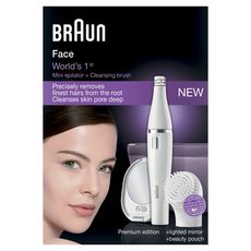 BRAUN Kit soin du visage FACE SE830 : Epilateur visage + Brosse nettoyante + Miroir lumineux + Trousse + Accessoires