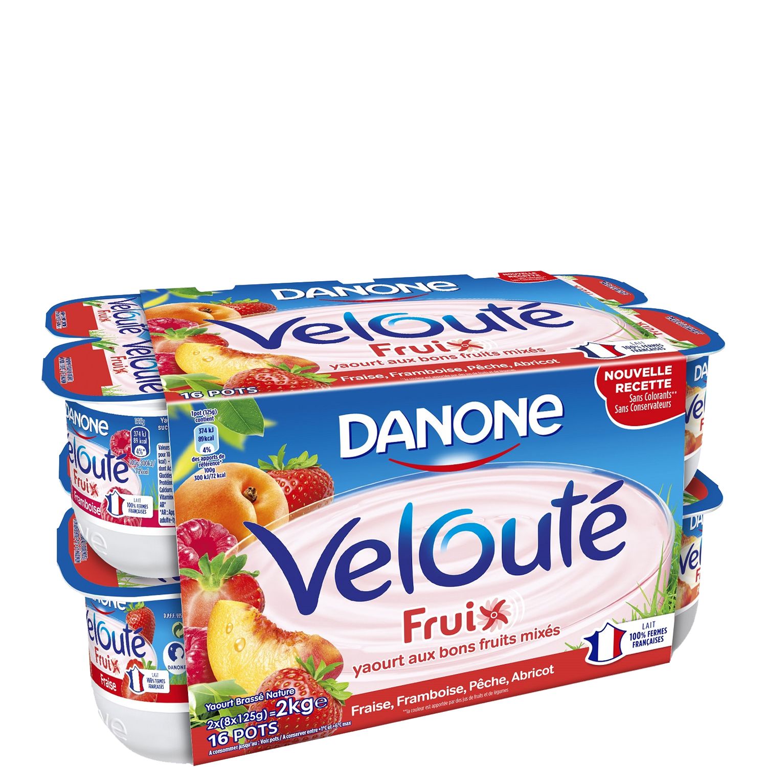 AUCHAN Yaourt brassé et mixé aux fruits panaché 16x125g pas cher 