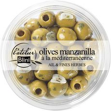L'ATELIER BLINI Olives manzanilla à la méditerranéenne 150g