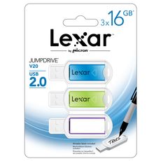 LEXAR Pack de 3 clés USB - USB 2.0 - 16Go