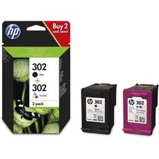 HP Pack de 2 Cartouches d'Encre HP 302 Noire et Trois Couleurs Authentiques (X4D37AE)