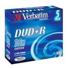 VERBATIM CD DVD vierge DataLifePlus - 120mn - 4.7 Go - 16x - 5 pièces de boîte cristal - Matt Silver