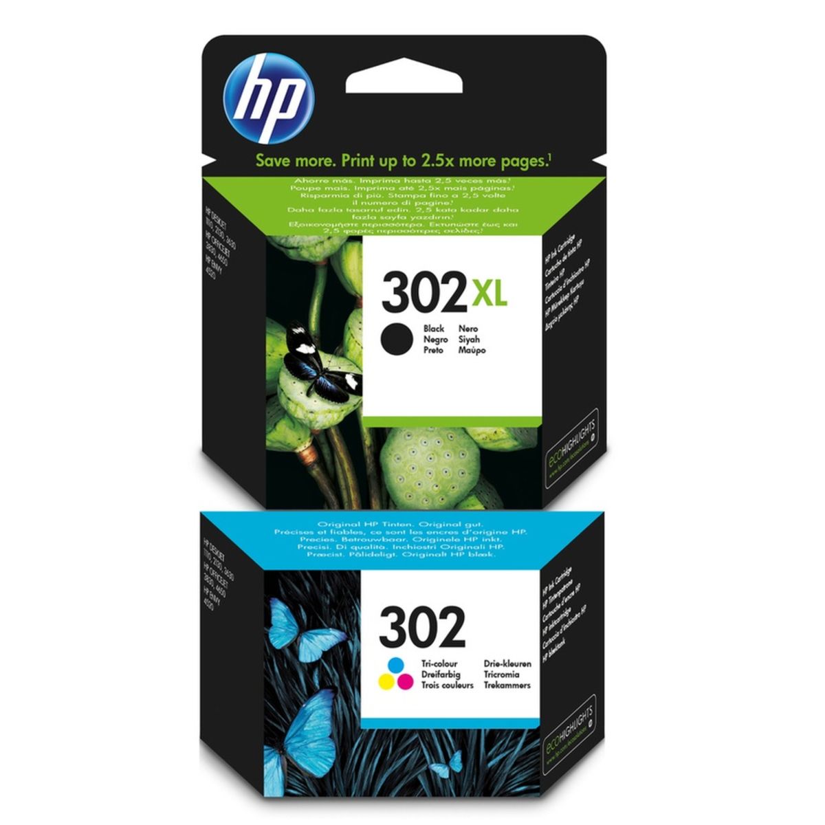 HP Cartouche d'encre Hp HP 302 XL NOIRE + 302 3 COULEURS pas cher