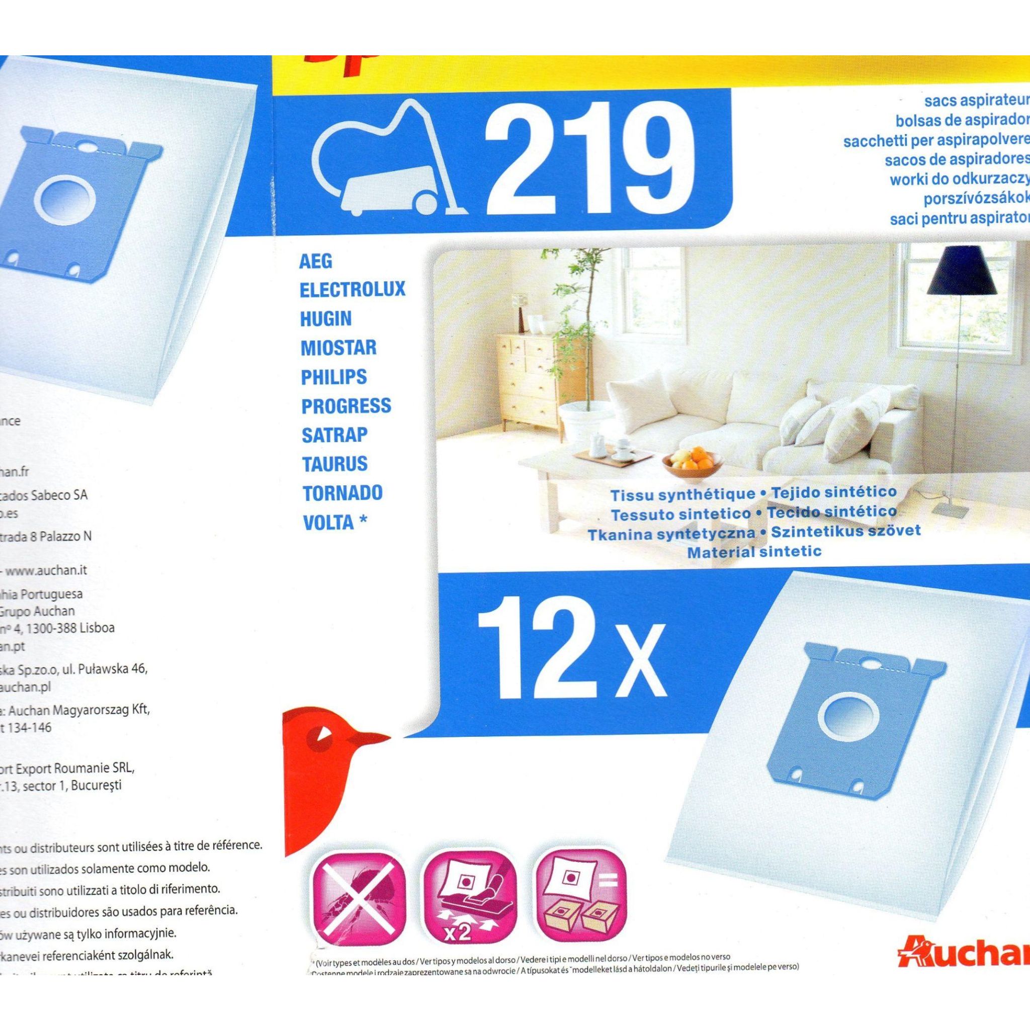 AUCHAN Sacs Aspirateur 219 Eco pas cher Auchan