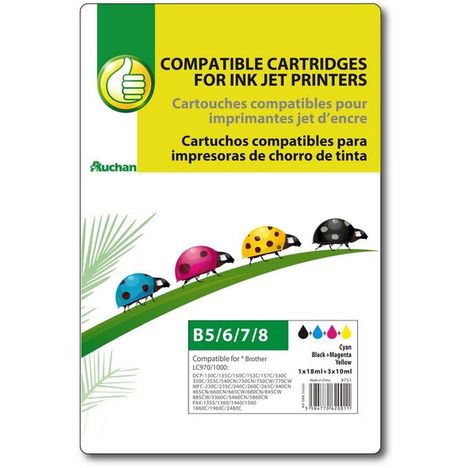 Cartouche D Encre Compatible Brother Lc970 1000 B5 6 7 8 Noir Cyan Magenta Jaune Pouce Pas Cher A Prix Auchan