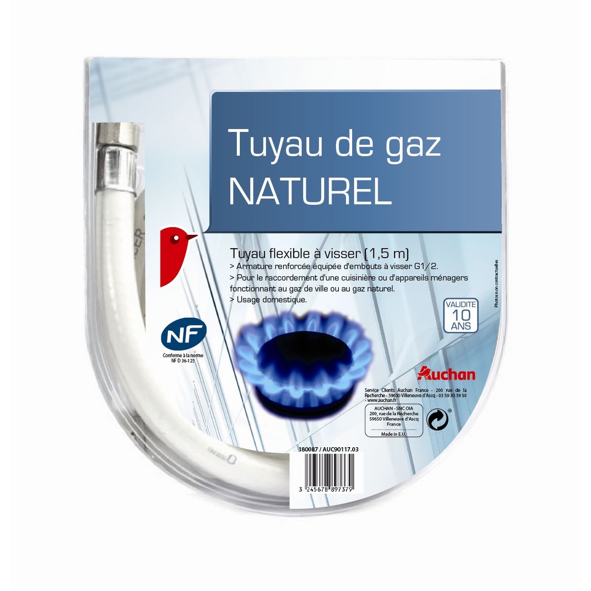 AUCHAN Tuyau de gaz naturel flexible à visser pas cher 