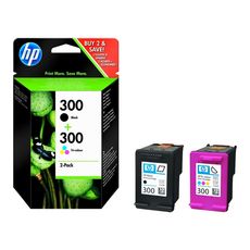 HP Pack de 2 Cartouches d'Encre HP 300 Noire et Trois Couleurs Authentiques (CN637EE)