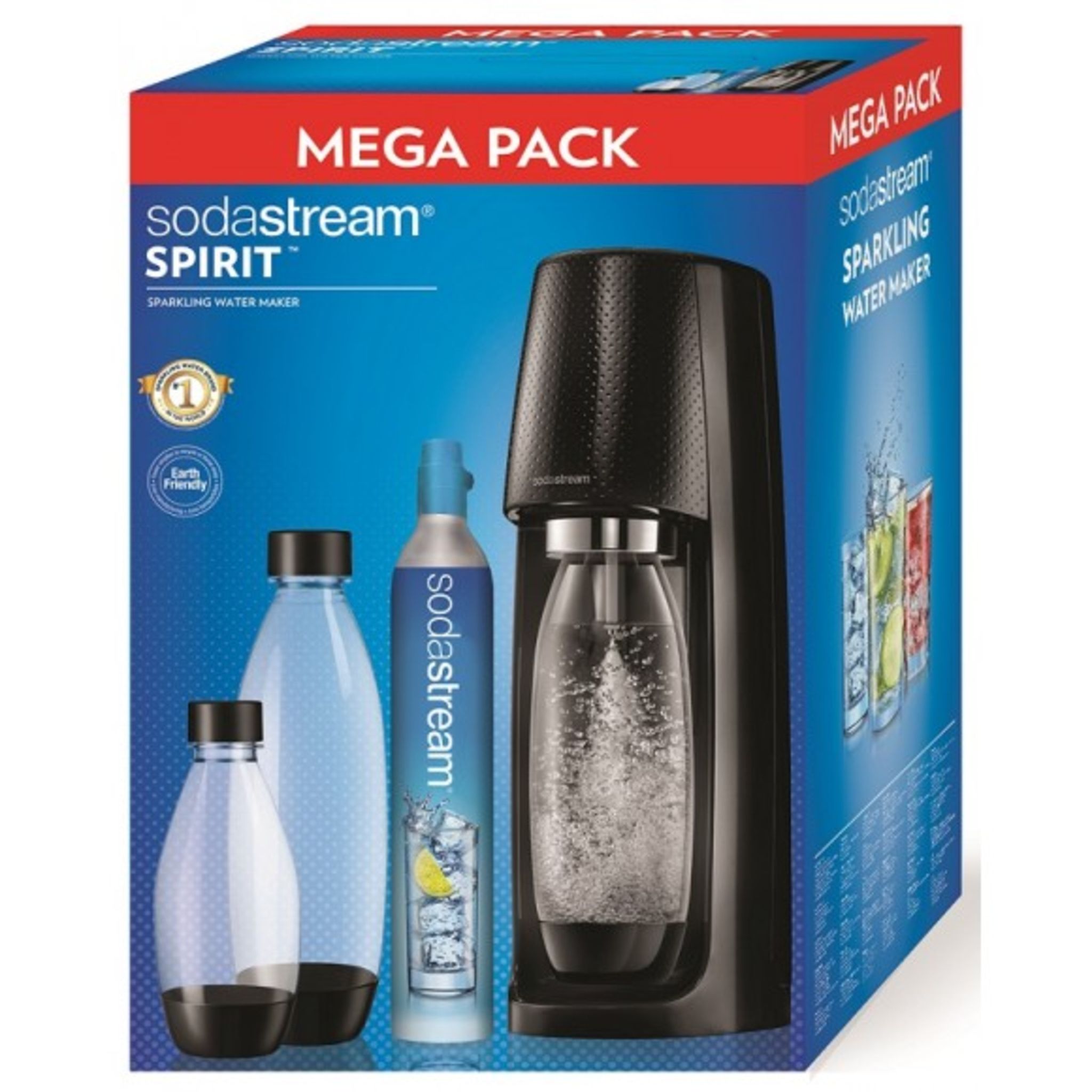 SODASTREAM Machine à gazéifier Mega Pack Spirit noir