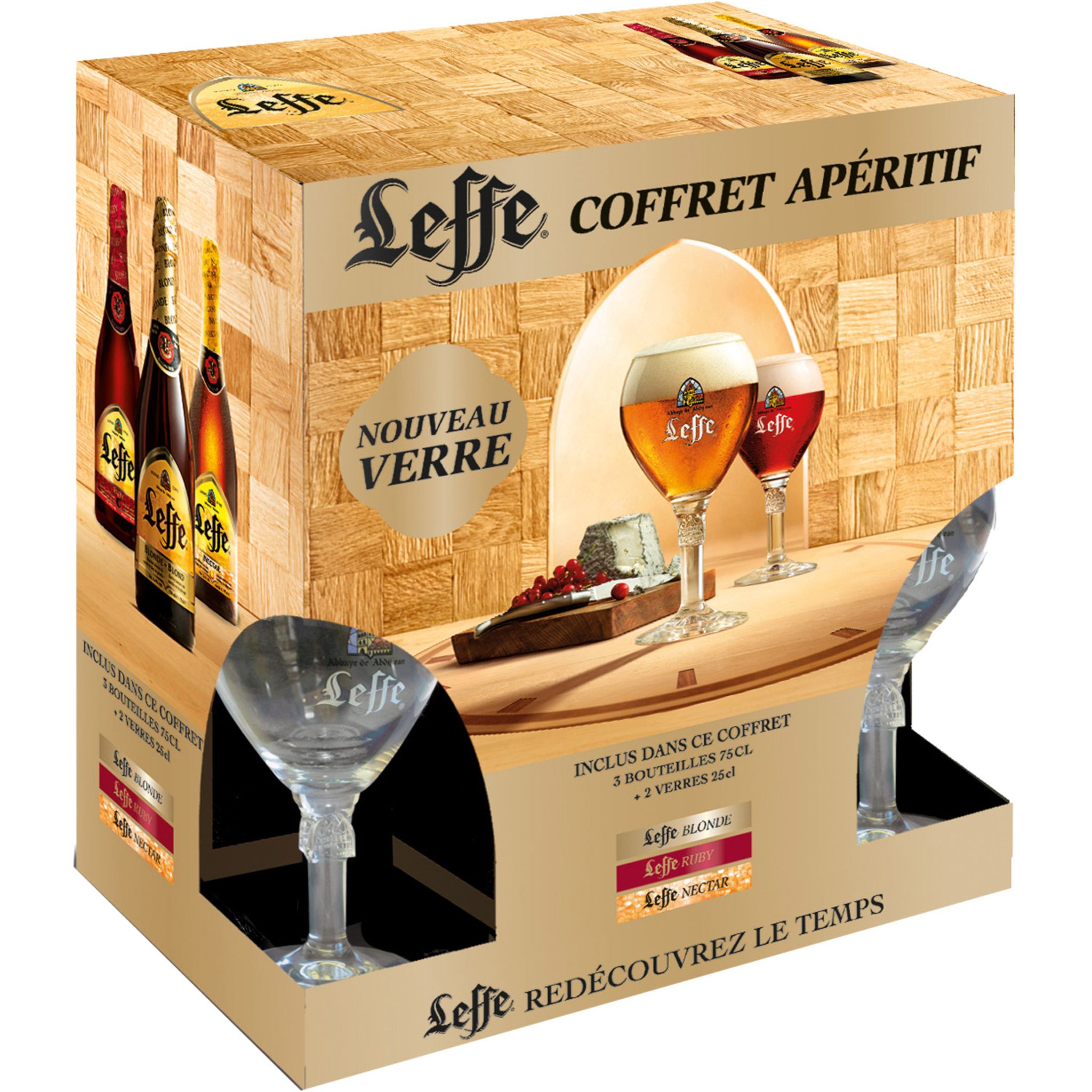 LEFFE Bières belges d'Abbaye sélection coffret 6% + 2 verres