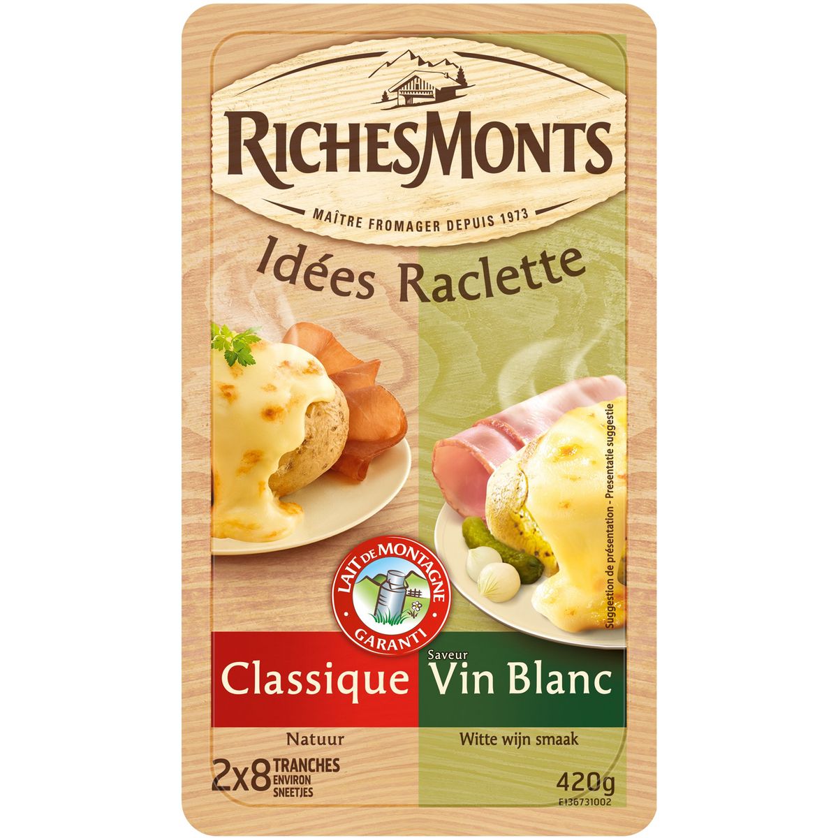 Richesmonts Fromage Raclette Natur Et Vin Blanc X Tranches G Pas Cher Auchan Fr