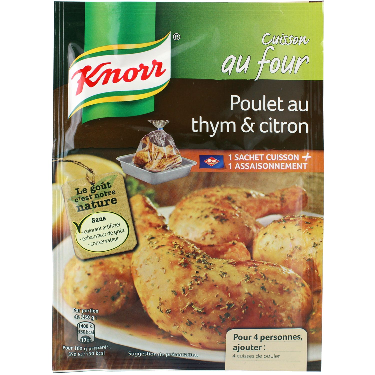 AUCHAN Sachet cuisson 2 en 1 poulet aux herbes de provence 34g pas