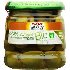 SACLA Olives vertes dénoyautées bio 100% Italie 185g