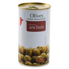 AUCHAN Olives vertes Manzanilla farcies aux anchois 150g
