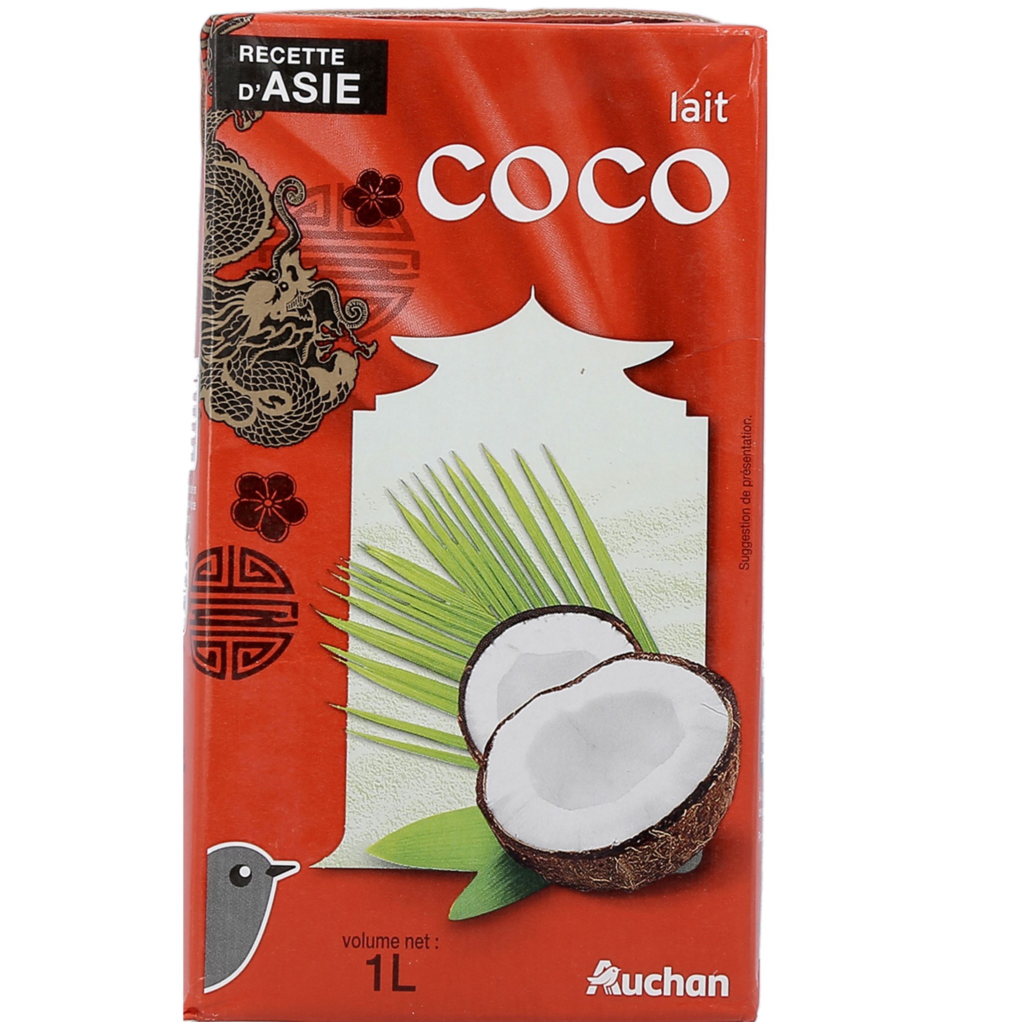 AUCHAN Eau de coco sans sucre ajouté briquette 33cl pas cher