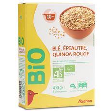 AUCHAN BIO Blé épeautre quinoa rouge 400g