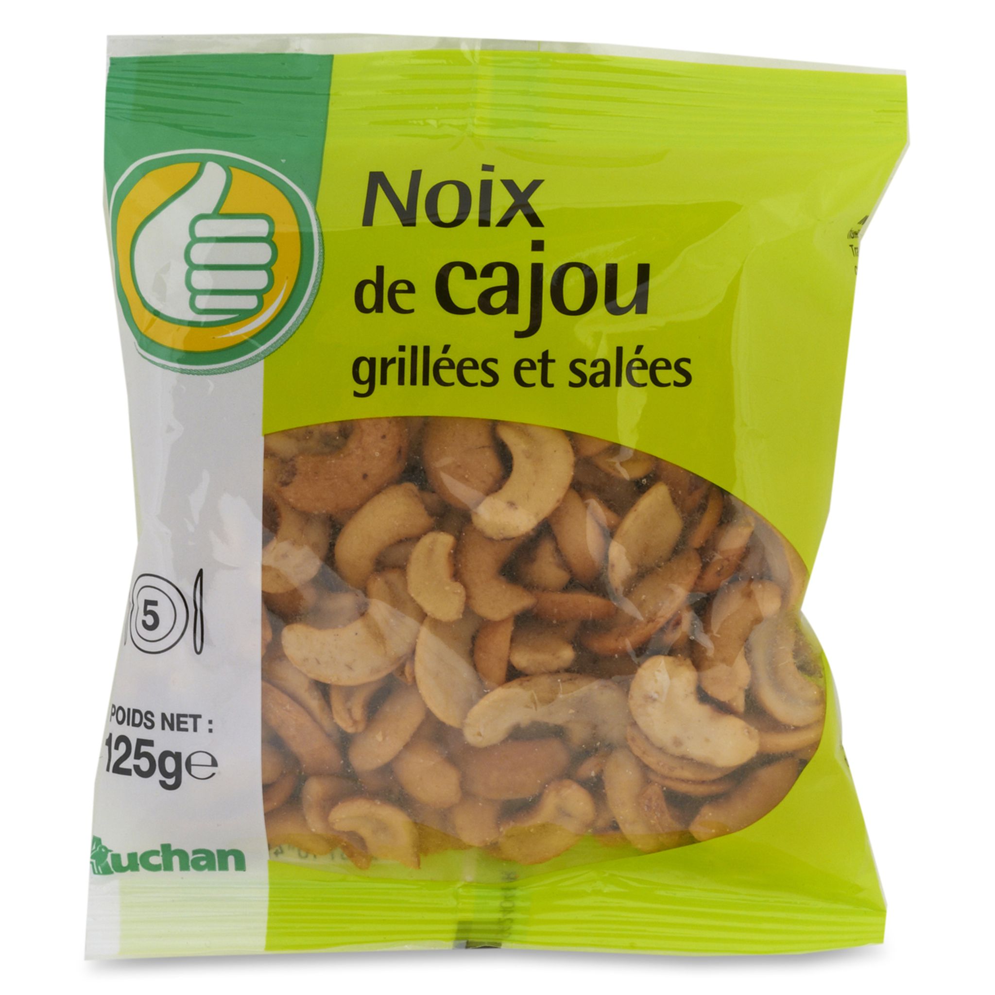 AUCHAN Noix de cajou grillées sans sel ajouté 125g pas cher 