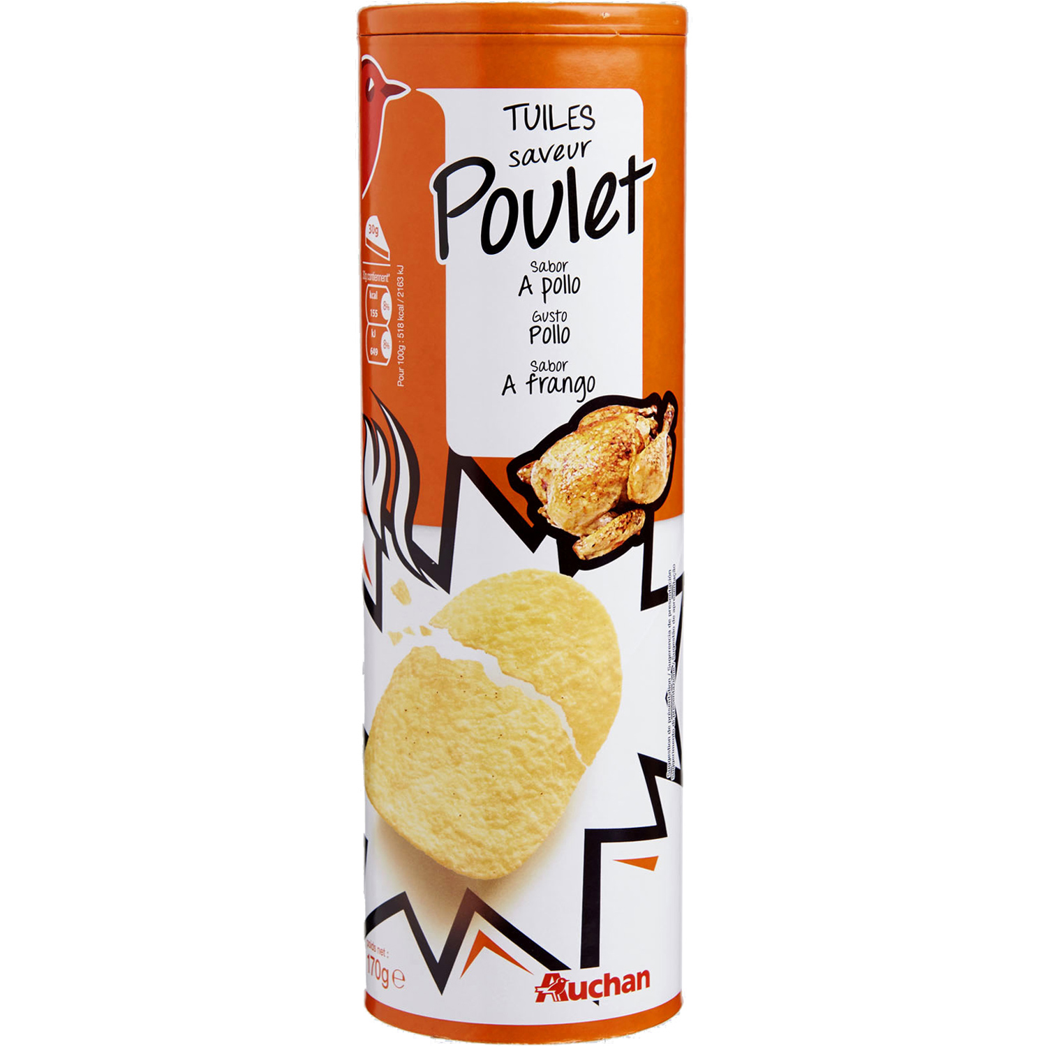 AUCHAN Chips tuiles saveur spicy 170g pas cher 