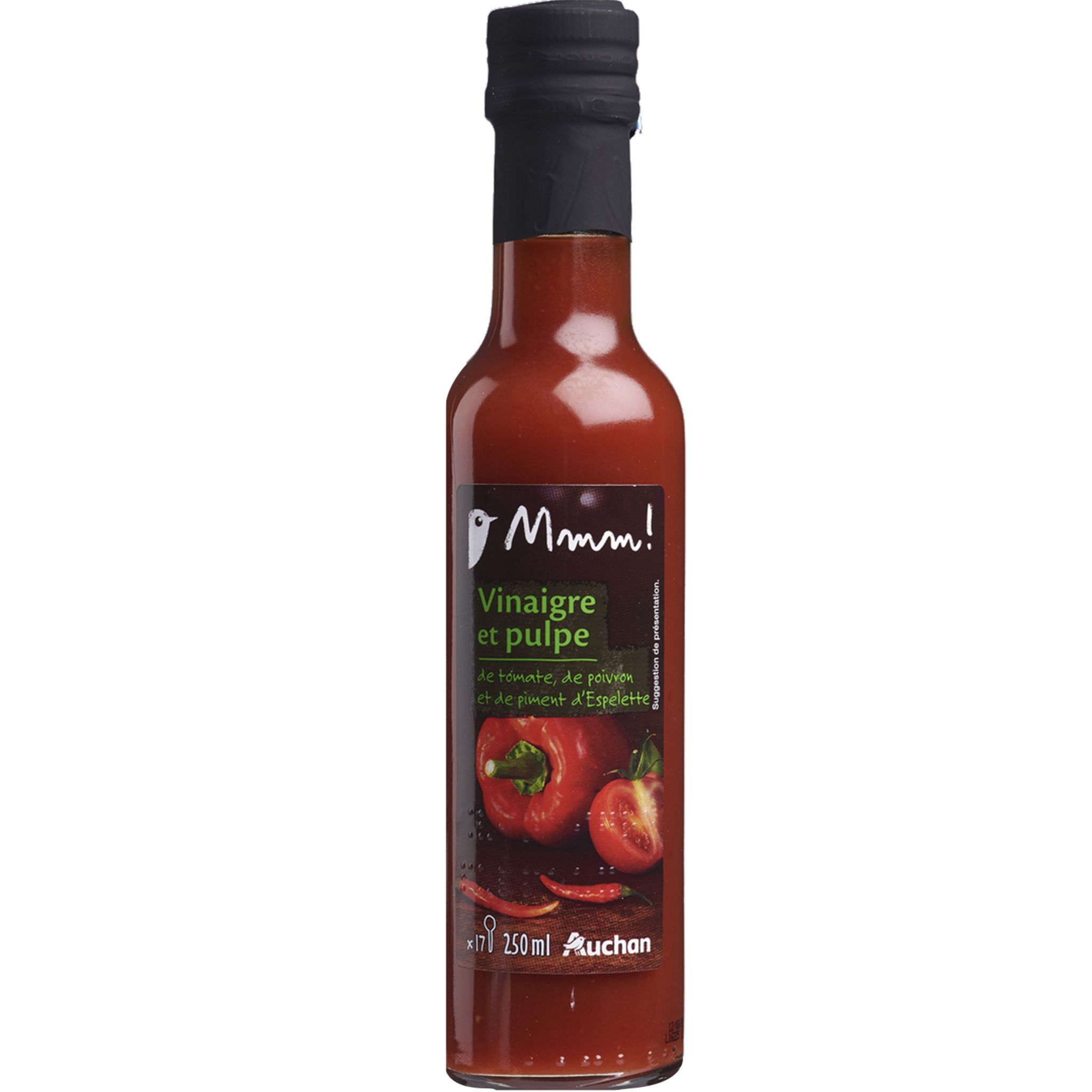 AUCHAN MMM! Vinaigre et pulpe de tomate, poivron, piment Espelette 25cl pas  cher 