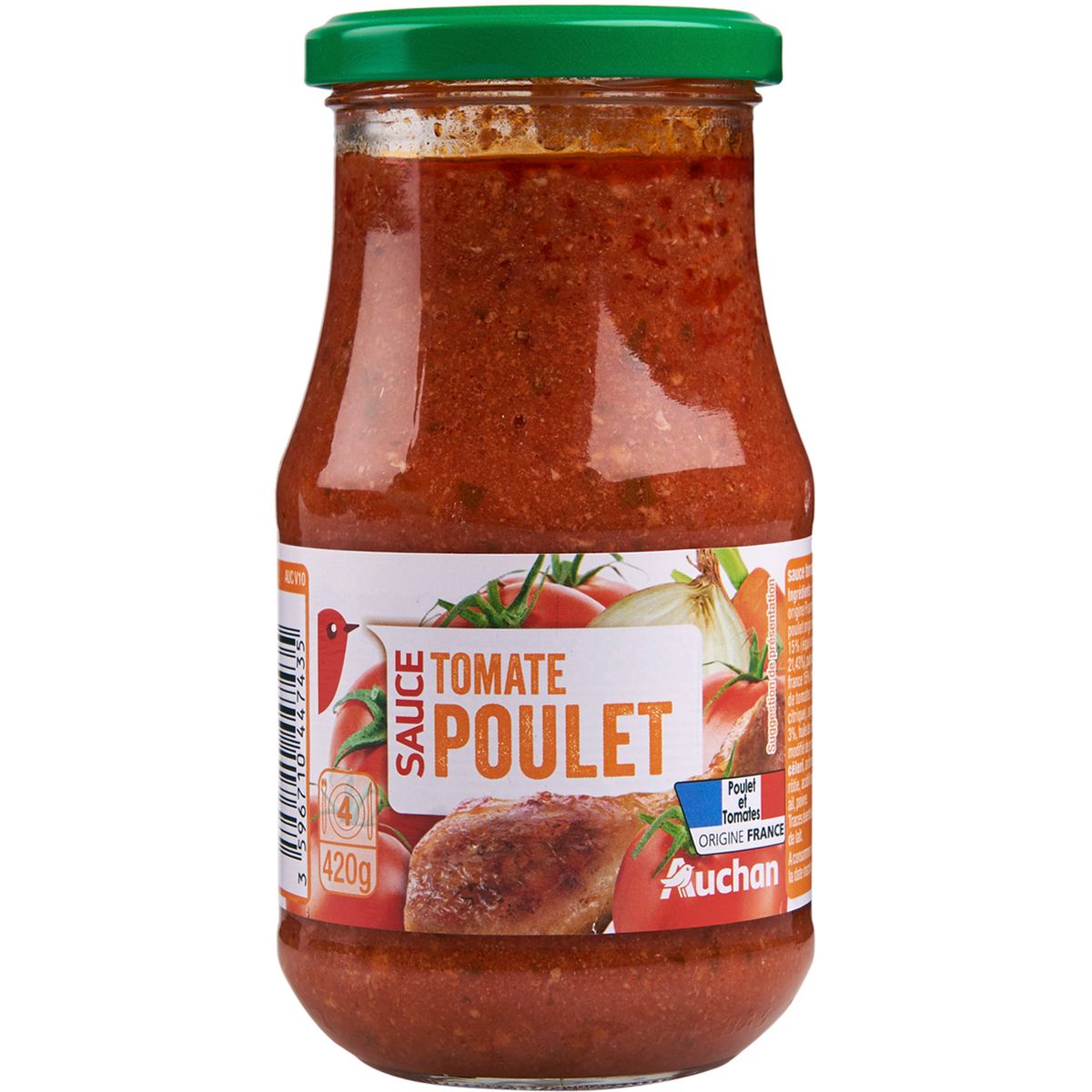 AUCHAN Sauce tomate poulet origine France, en bocal 420g