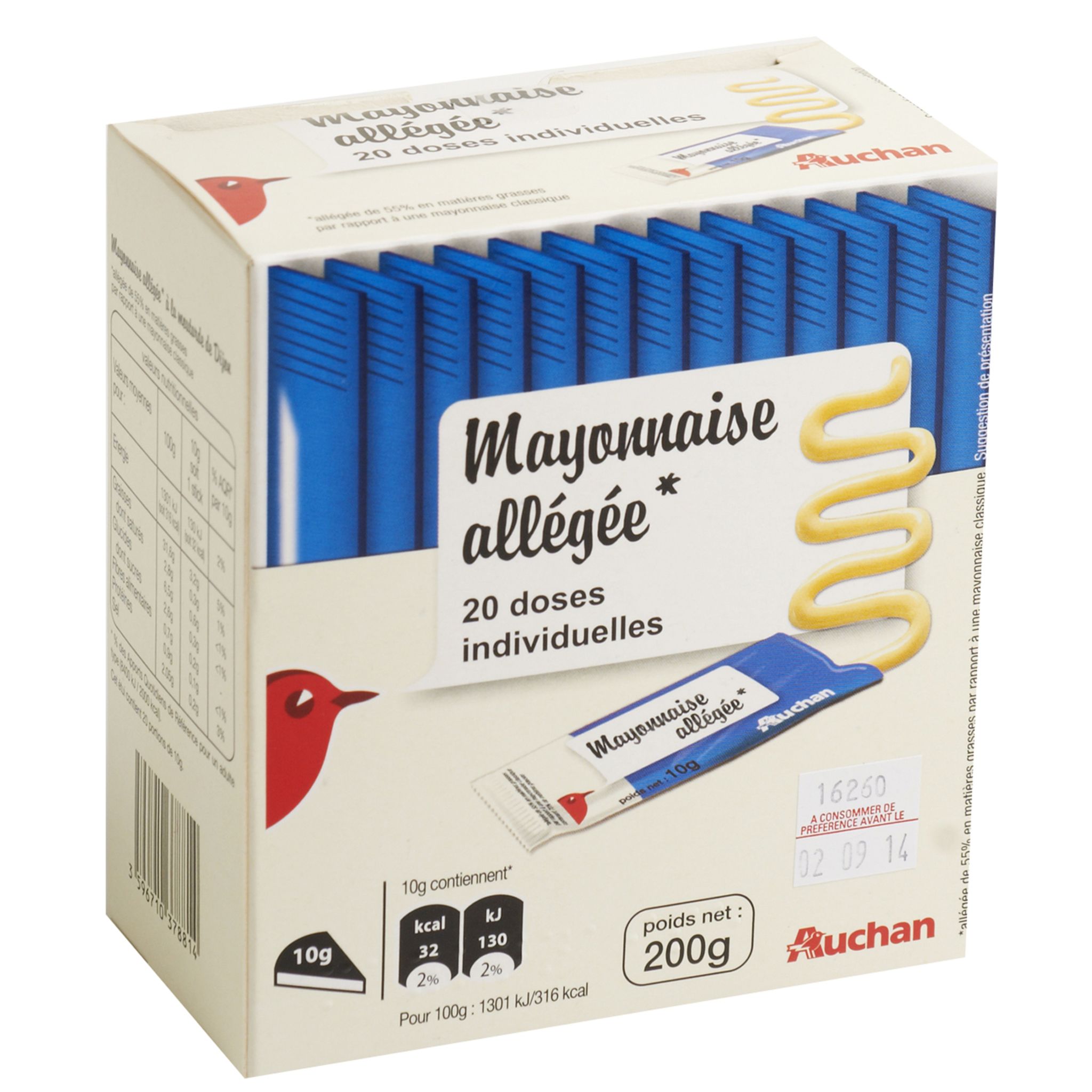 AUCHAN Auchan mayonnaise étui de stick 20x10g pas cher 