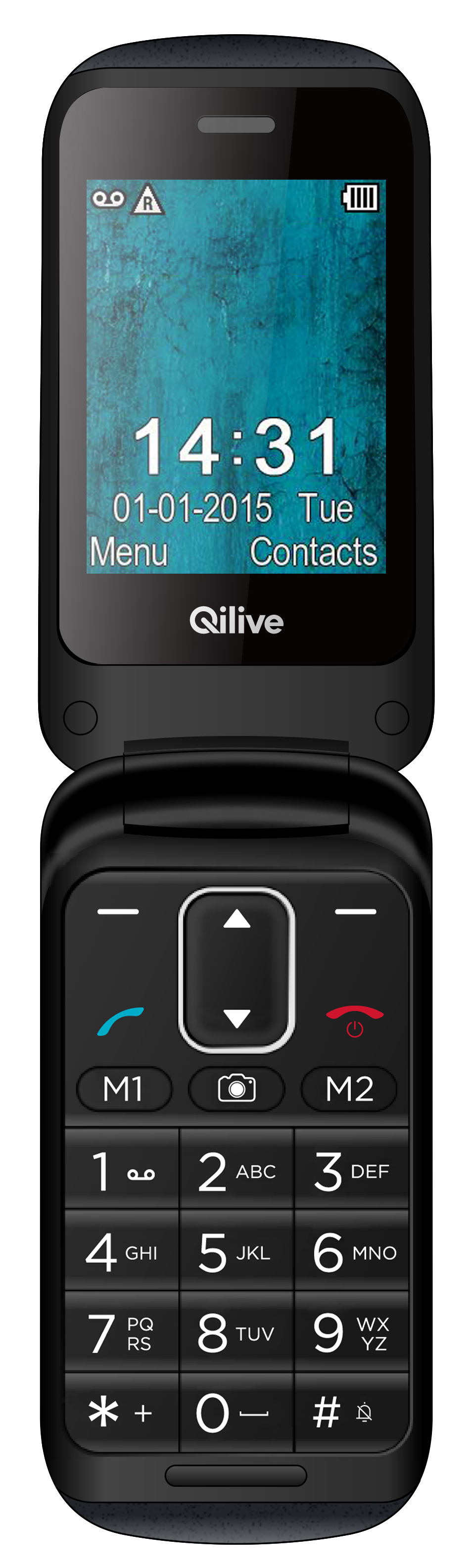 QILIVE Téléphone portable Senior 891226 Noir pas cher 