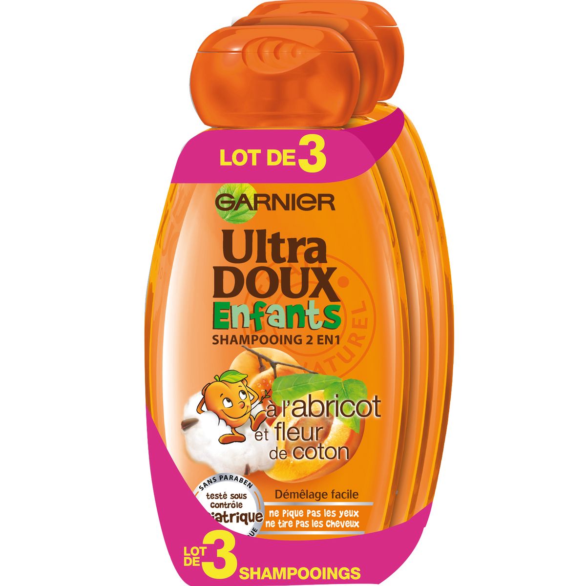 Ultra Doux, Enfants, Shampooing 2 en 1 à l'Abricot et Fleur de Coton -  Garnier