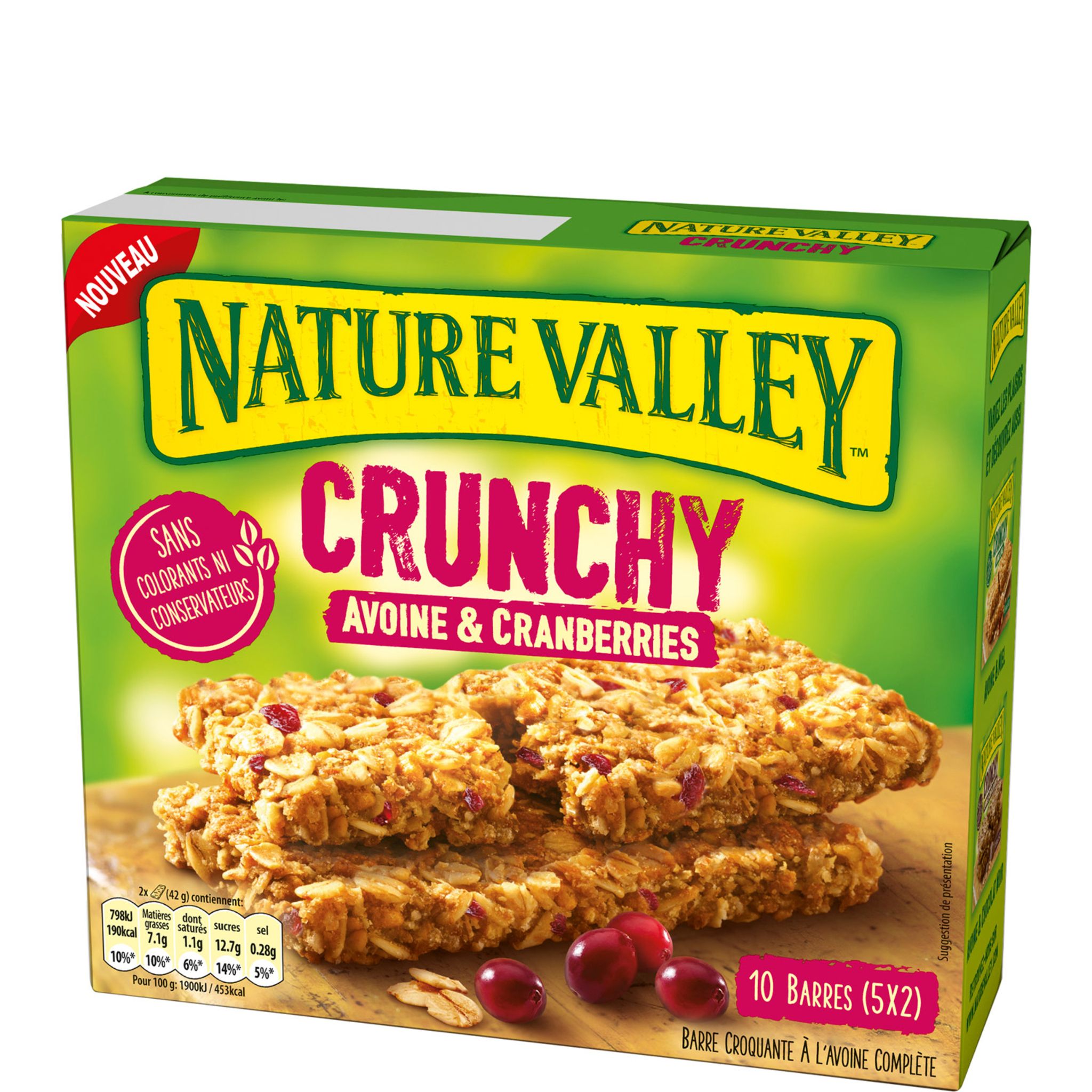 NATURE VALLEY Crunchy barres de céréales avoine et miel 5x2 barres 210g pas  cher 