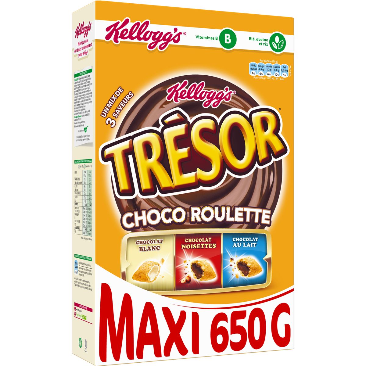 KELLOGG'S Kellogg's trésor choco roulette 650g pas cher 