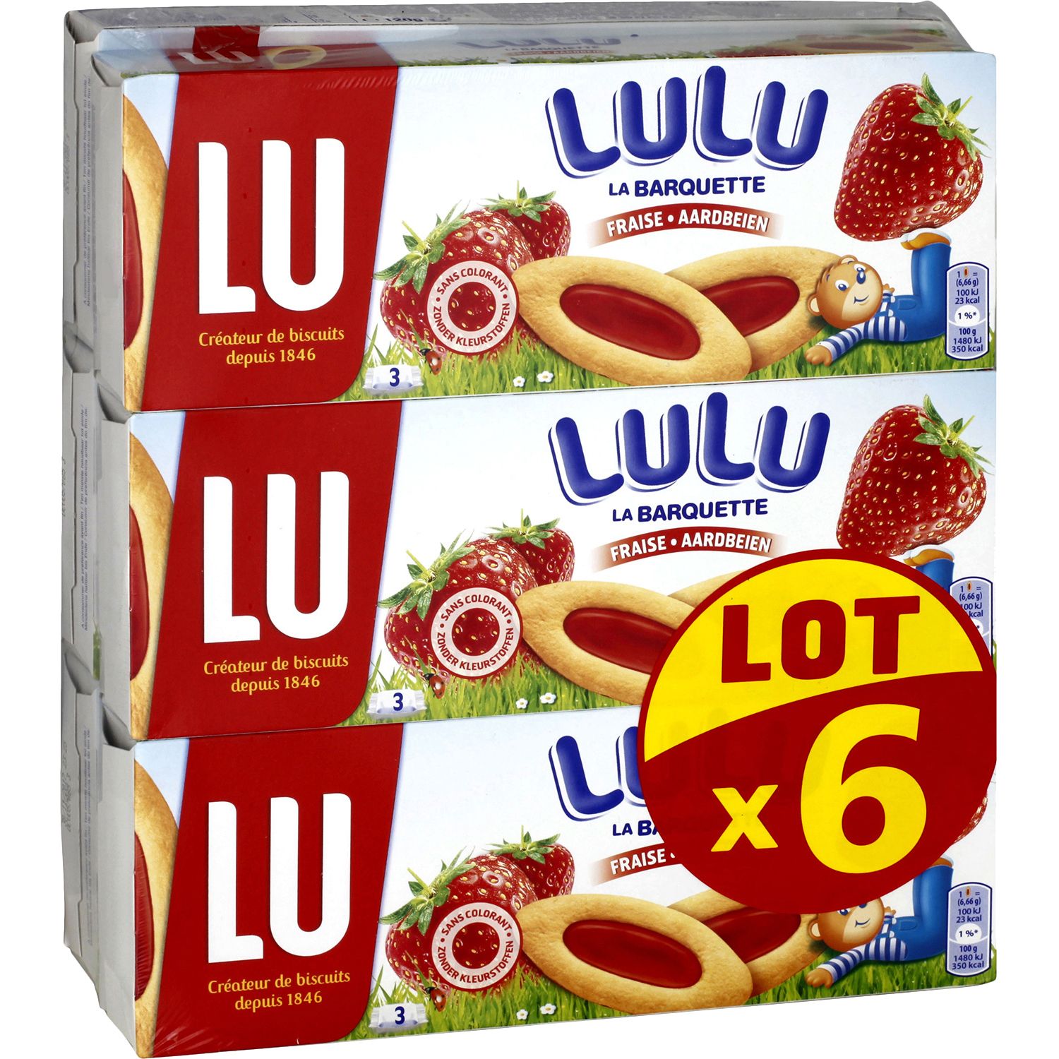 Biscuits à la fraise La Barquette LU - 2 boites de 120g - Super U, Hyper U,  U Express 