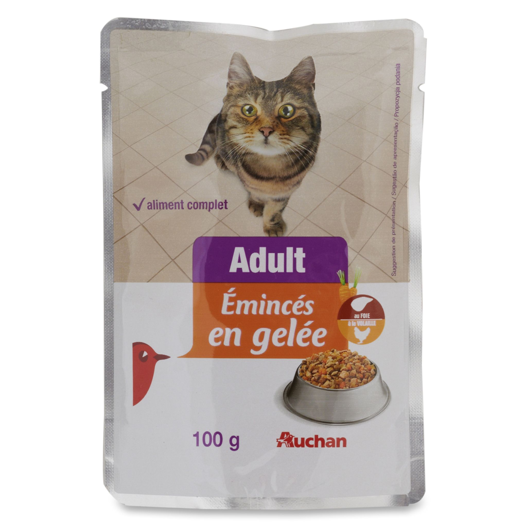 AUCHAN Junior sachets repas pâtée en gelée viandes pour chaton