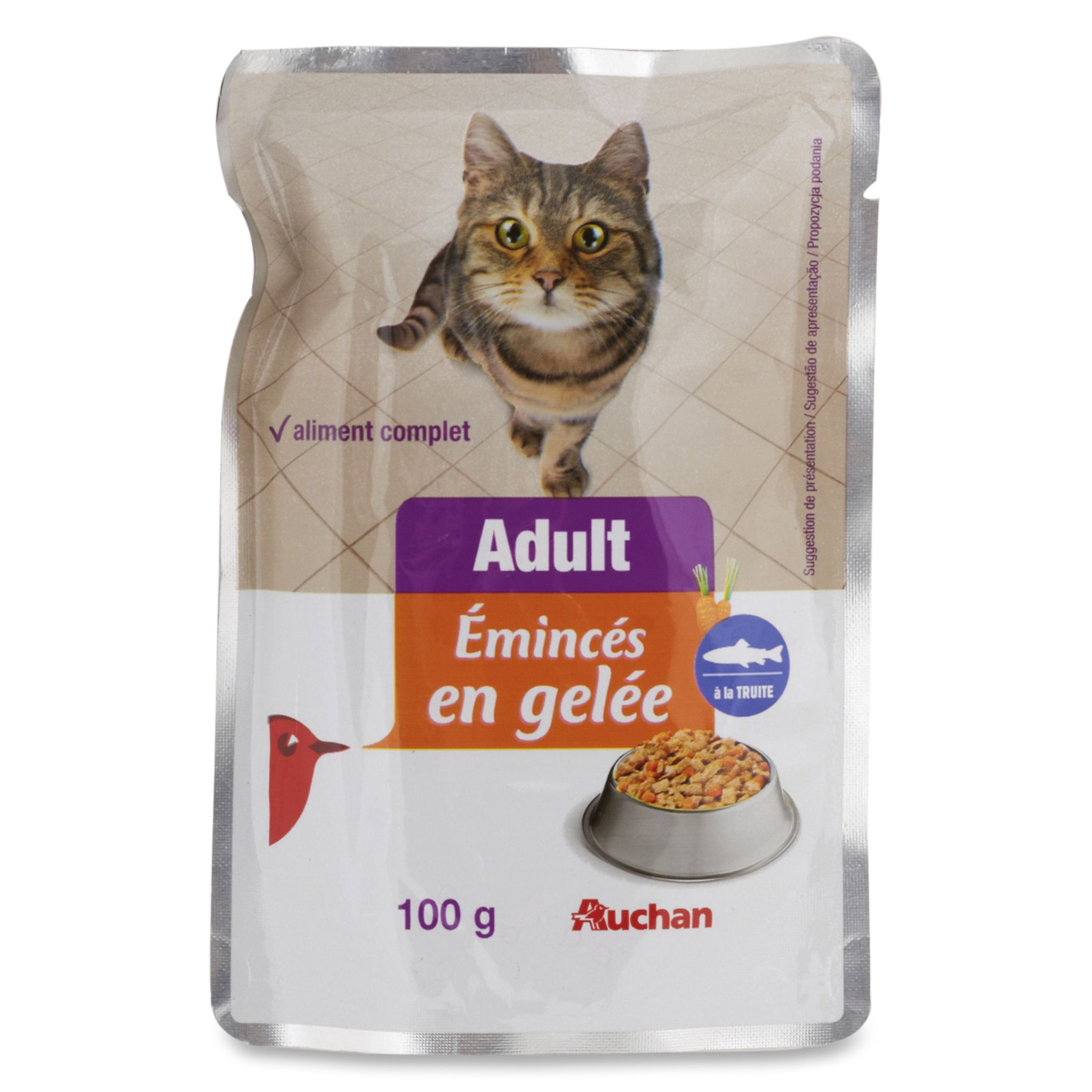 Auchan Auchan Adult Sachet Repas Eminces De Patee En Gelee Truite Pour Chat 100g 100g Pas Cher A Prix Auchan