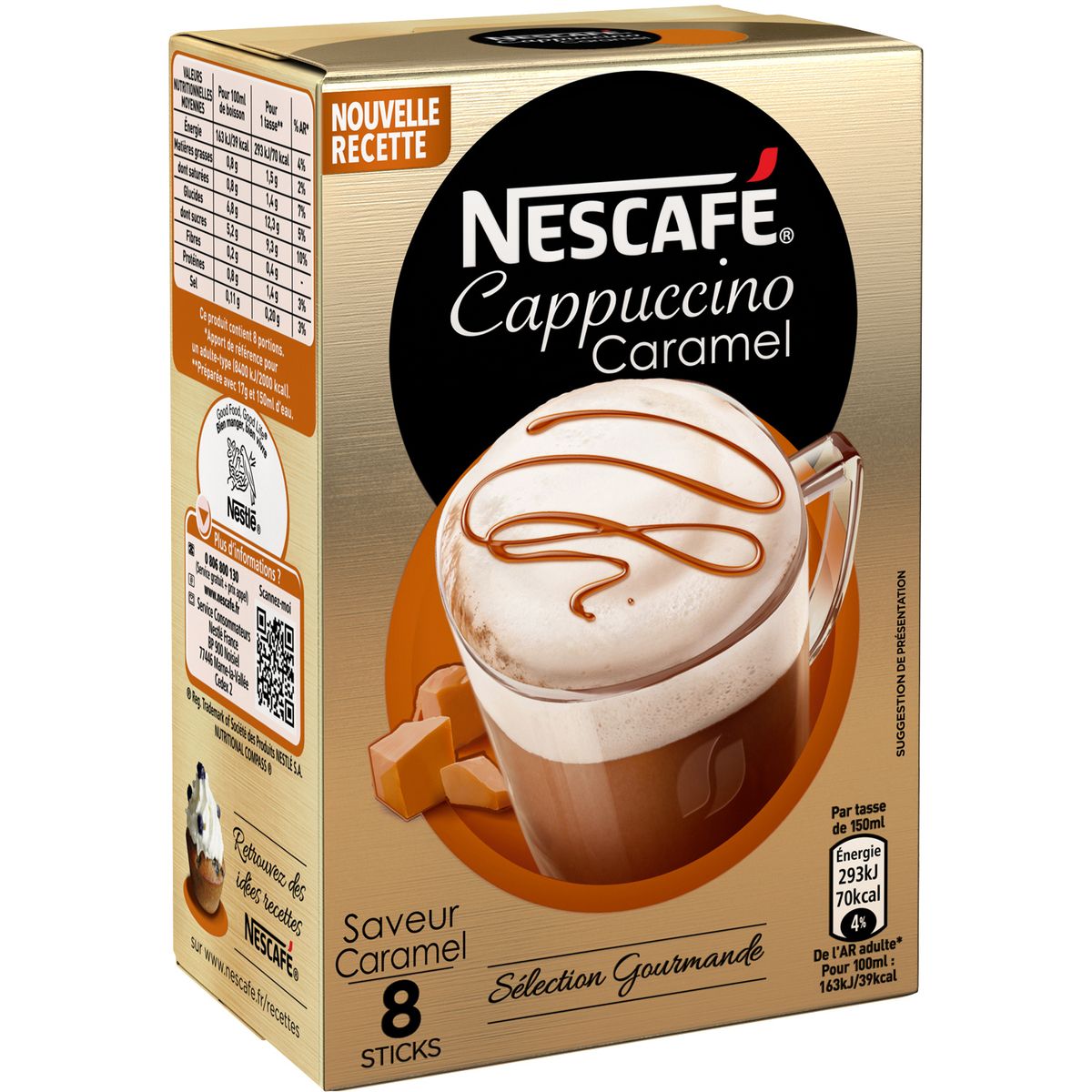 NESCAFE Nescafé cappuccino caramel stick 136g pas cher 