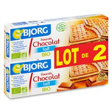 BJORG Biscuit fourrés chocolat au lait bio 2x225g