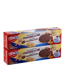 AUCHAN RIK & ROK Biscuits sablés nappés de chocolat au lait, sachets fraîcheur 4x5 biscuits 2X200g