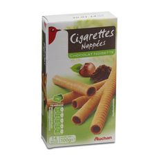 AUCHAN Cigarettes nappées chocolat noisettes 14 biscuits 100g